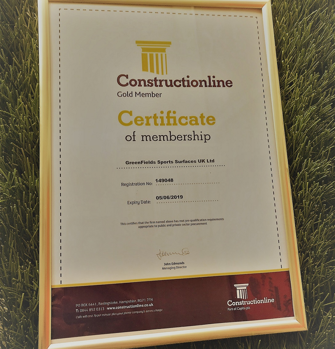 Greenfields Awarded Constructionline Gold Certificate