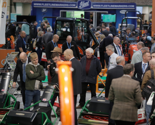 People walking around the SALTEX Exhibition