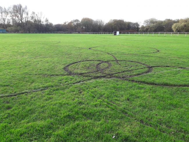 Vandals churn up grass pitches